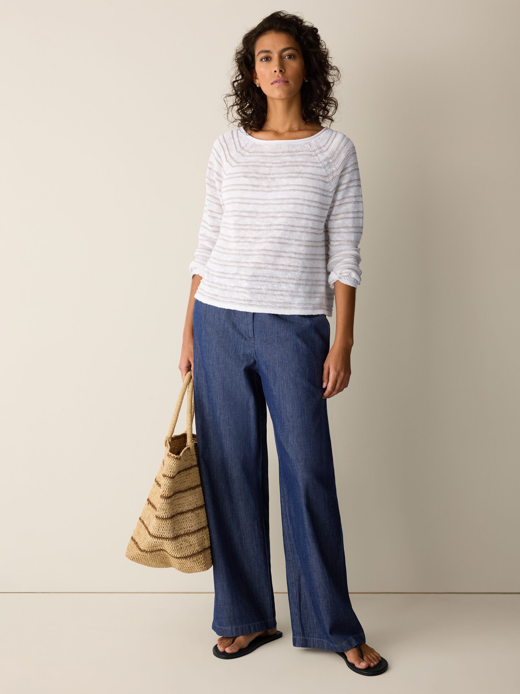 Organic Linen Cotton Slub Bateau Neck Top