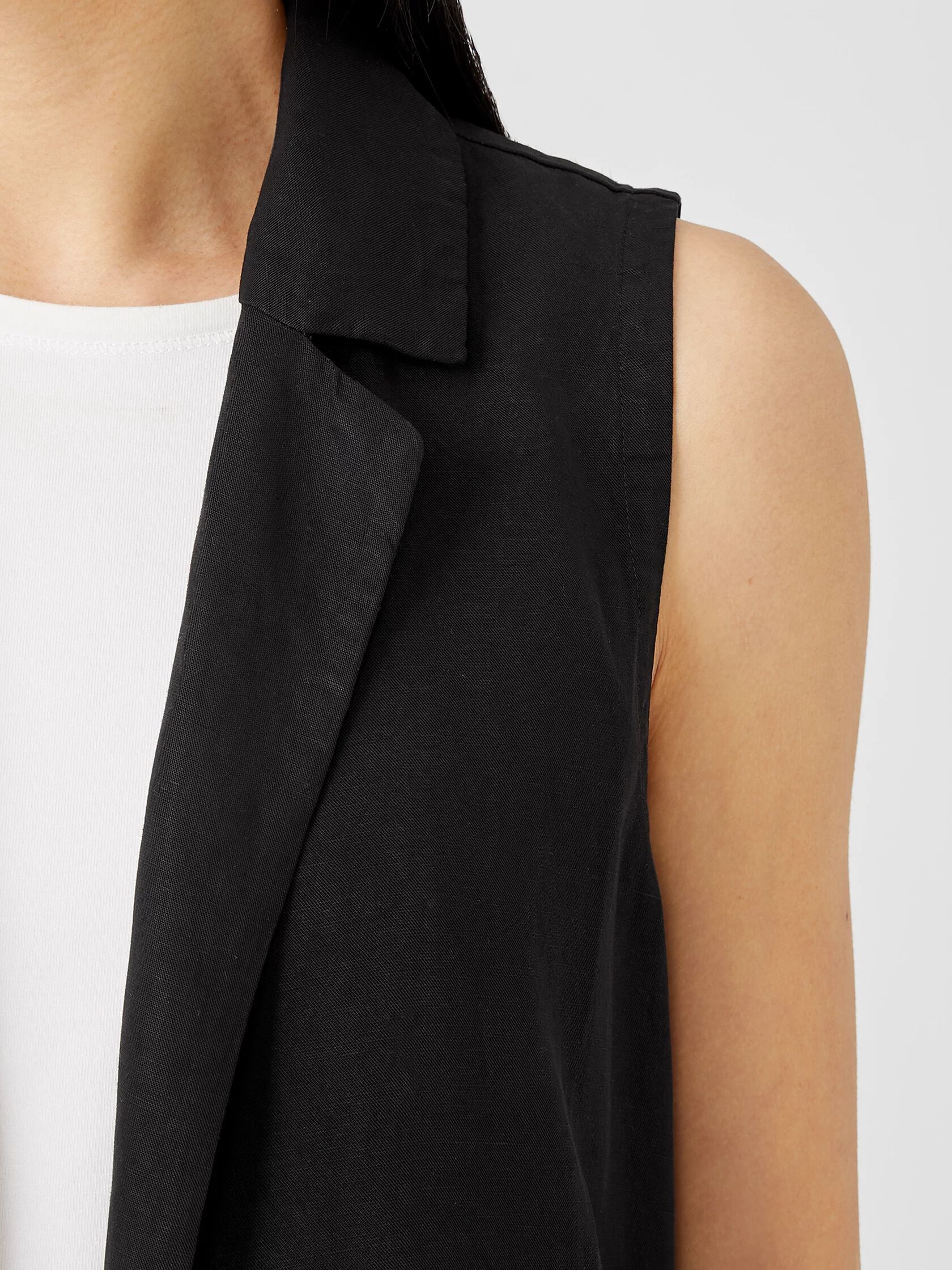 Linen Blend Long Vest