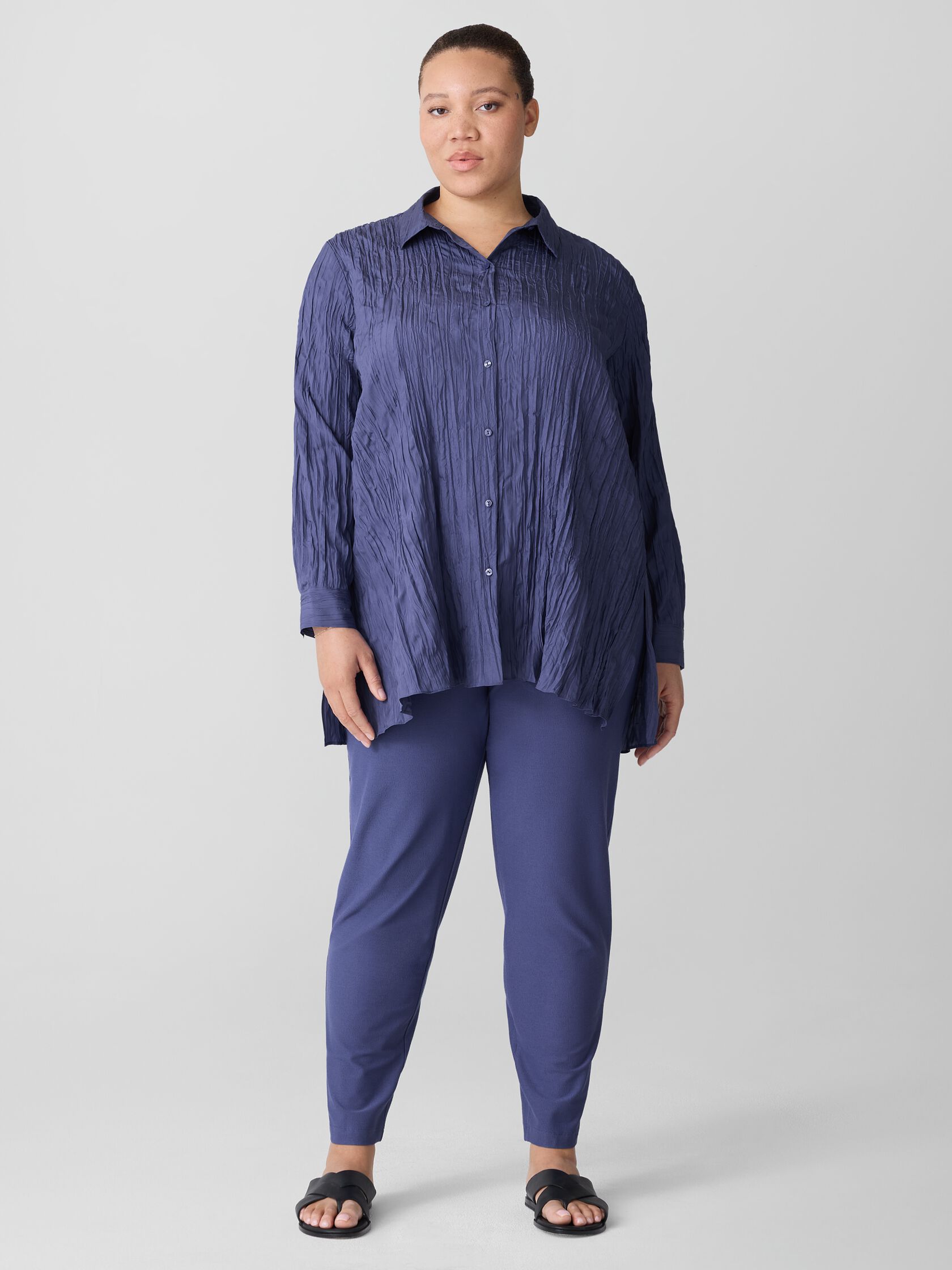 Crushed Silk Classic Collar Shirt
