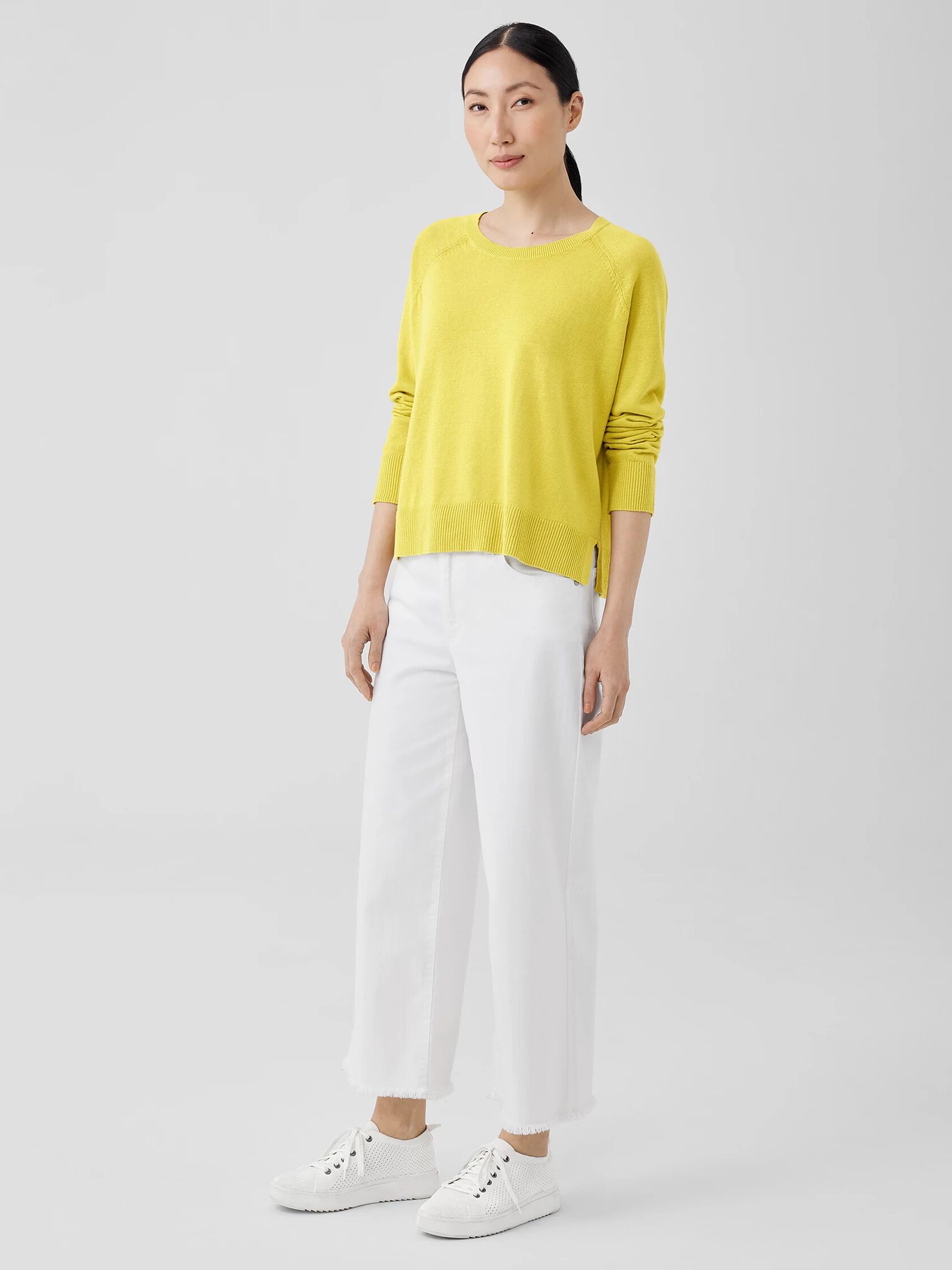 Organic Linen Cotton Raglan-Sleeve Top