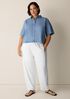 Lightweight Organic Cotton Denim Elbow-Sleeve Shirt