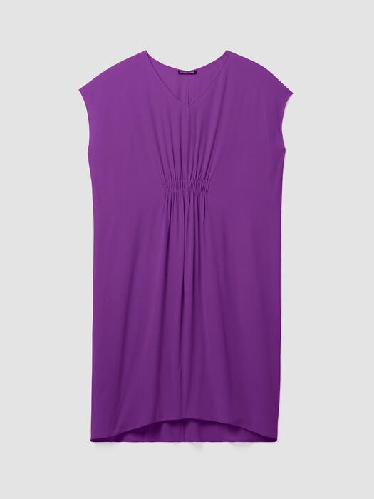 Silk Georgette Crepe V-Neck Dress