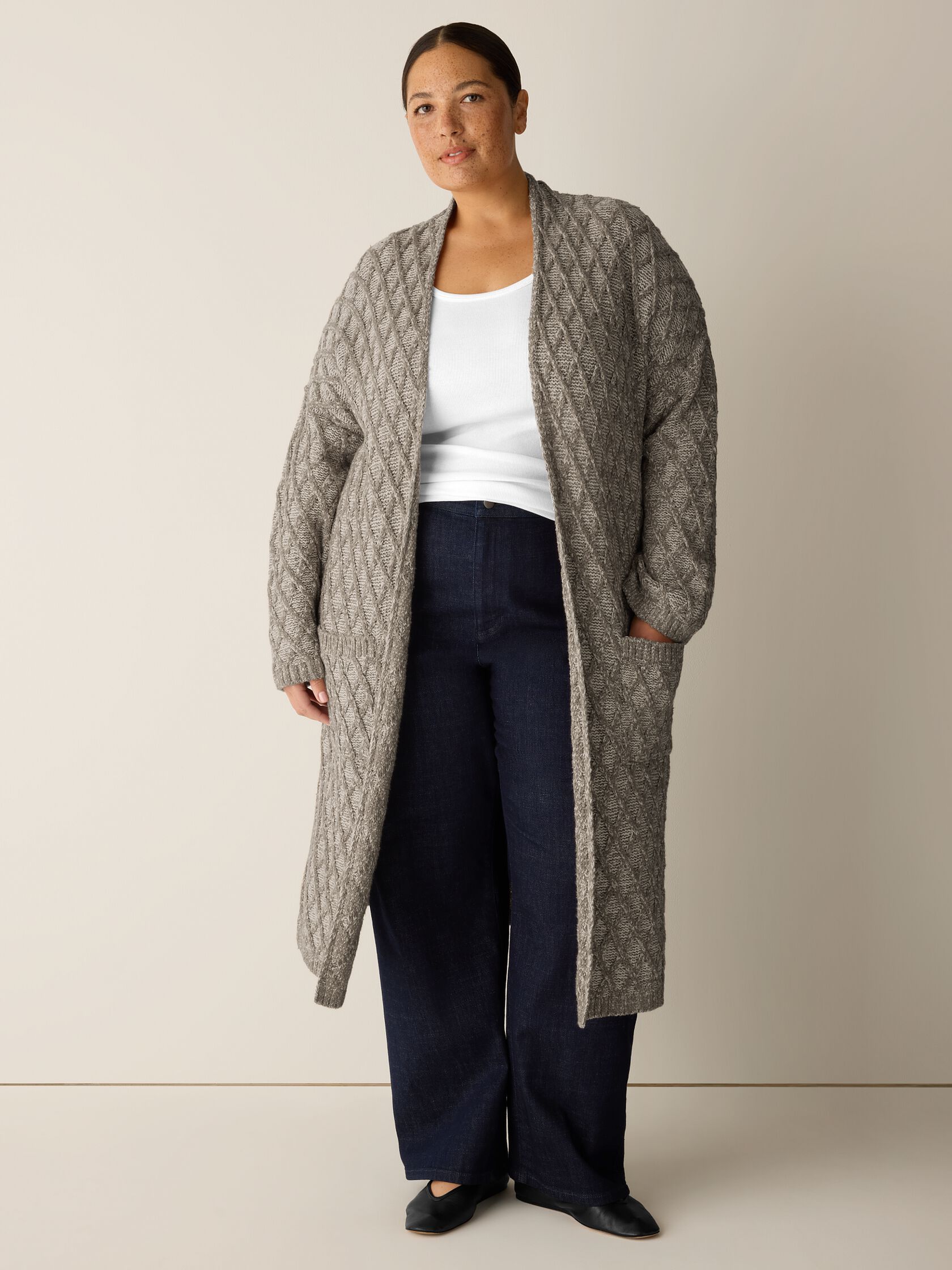 Peruvian Cotton Boucle Fluff Long Cardigan