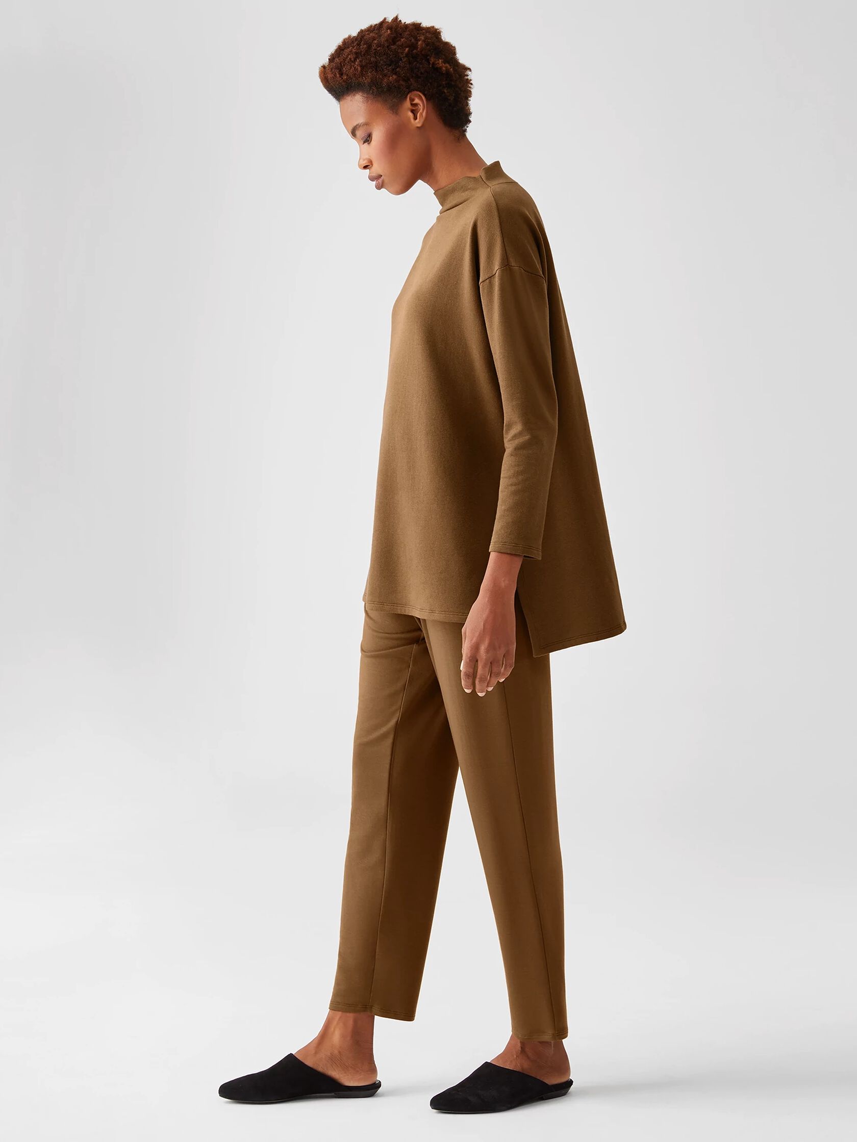 Cozy Brushed Terry Funnel Neck Tunic