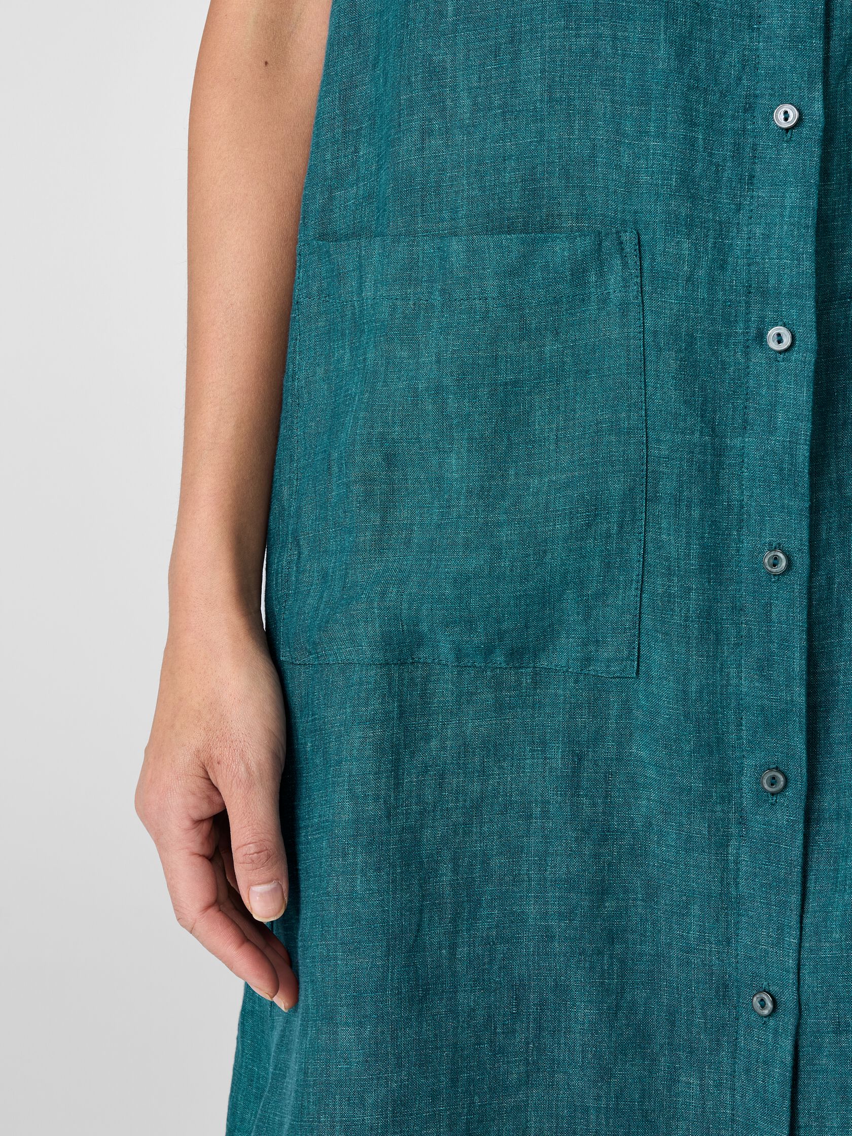 Washed Organic Linen Délavé Sleeveless Shirtdress