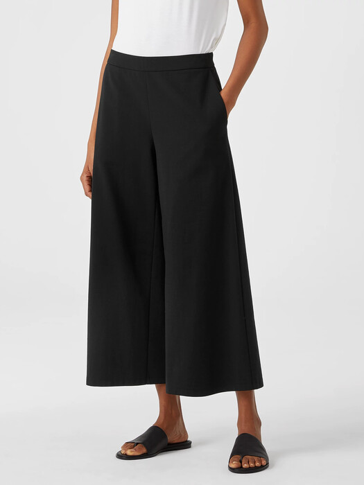 Cotton Ponte Wide-Leg Pant