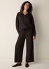 Waffle Cotton Blend Doubleknit High Collar Henley Top
