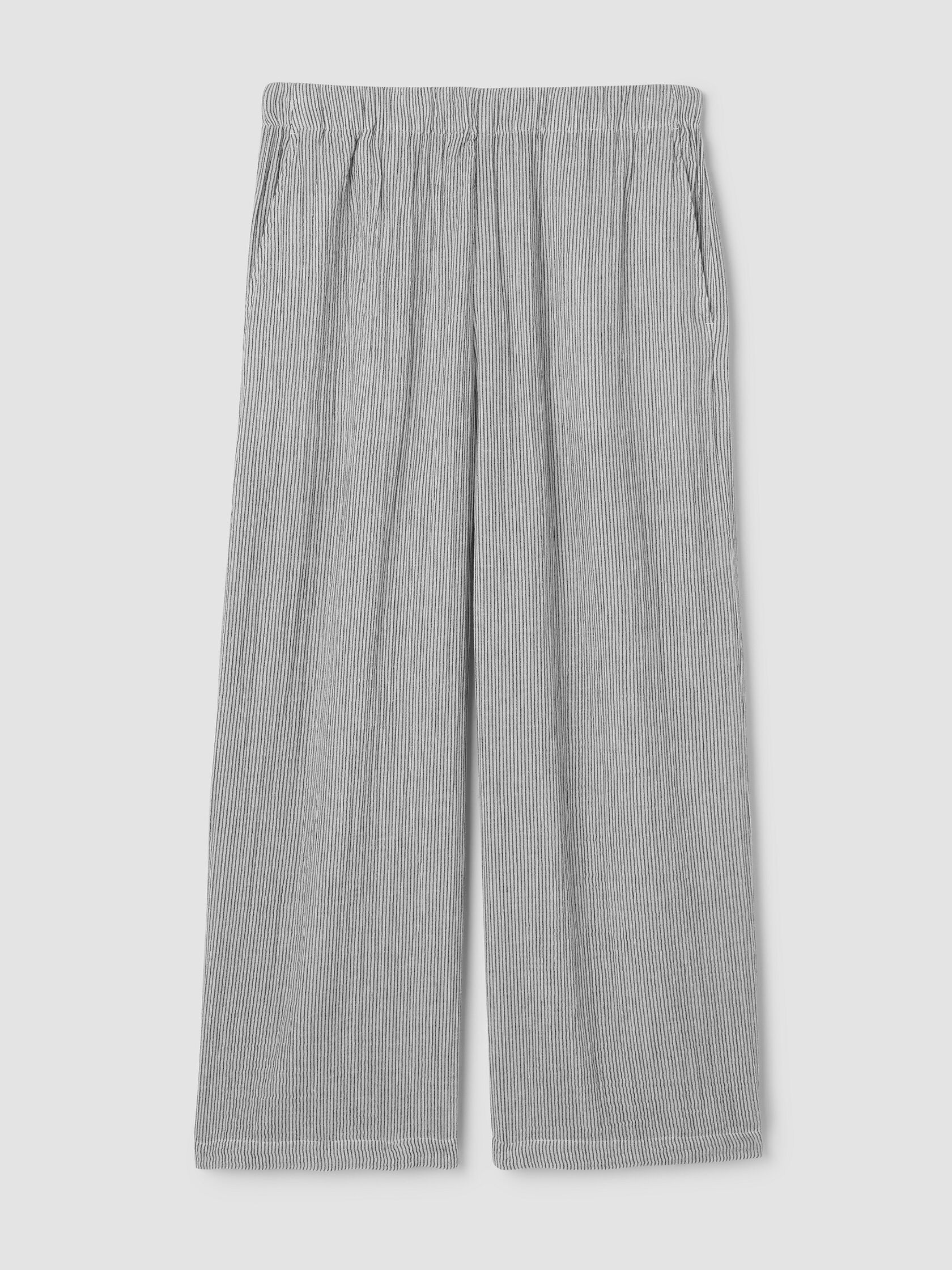 Striped Organic Cotton Gauze Wide-Leg Pant