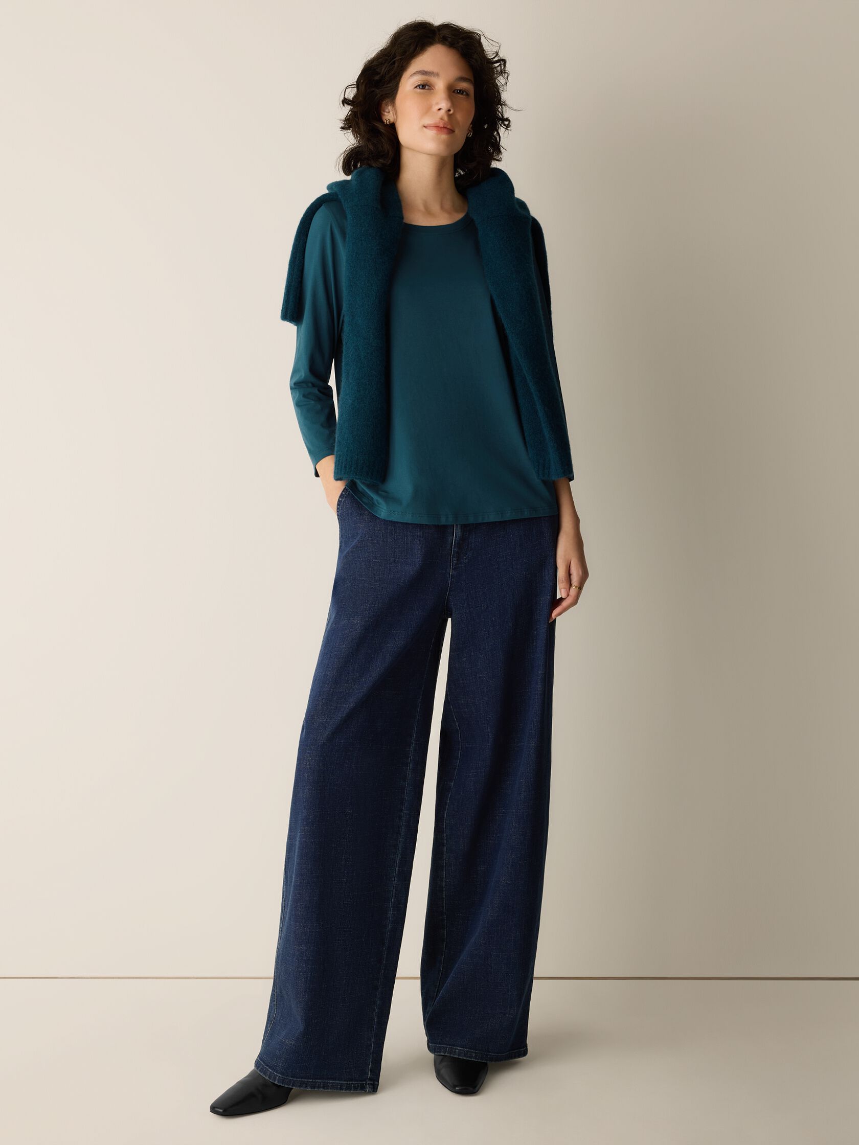 Organic Pima Cotton Jersey 3/4-Sleeve Tee
