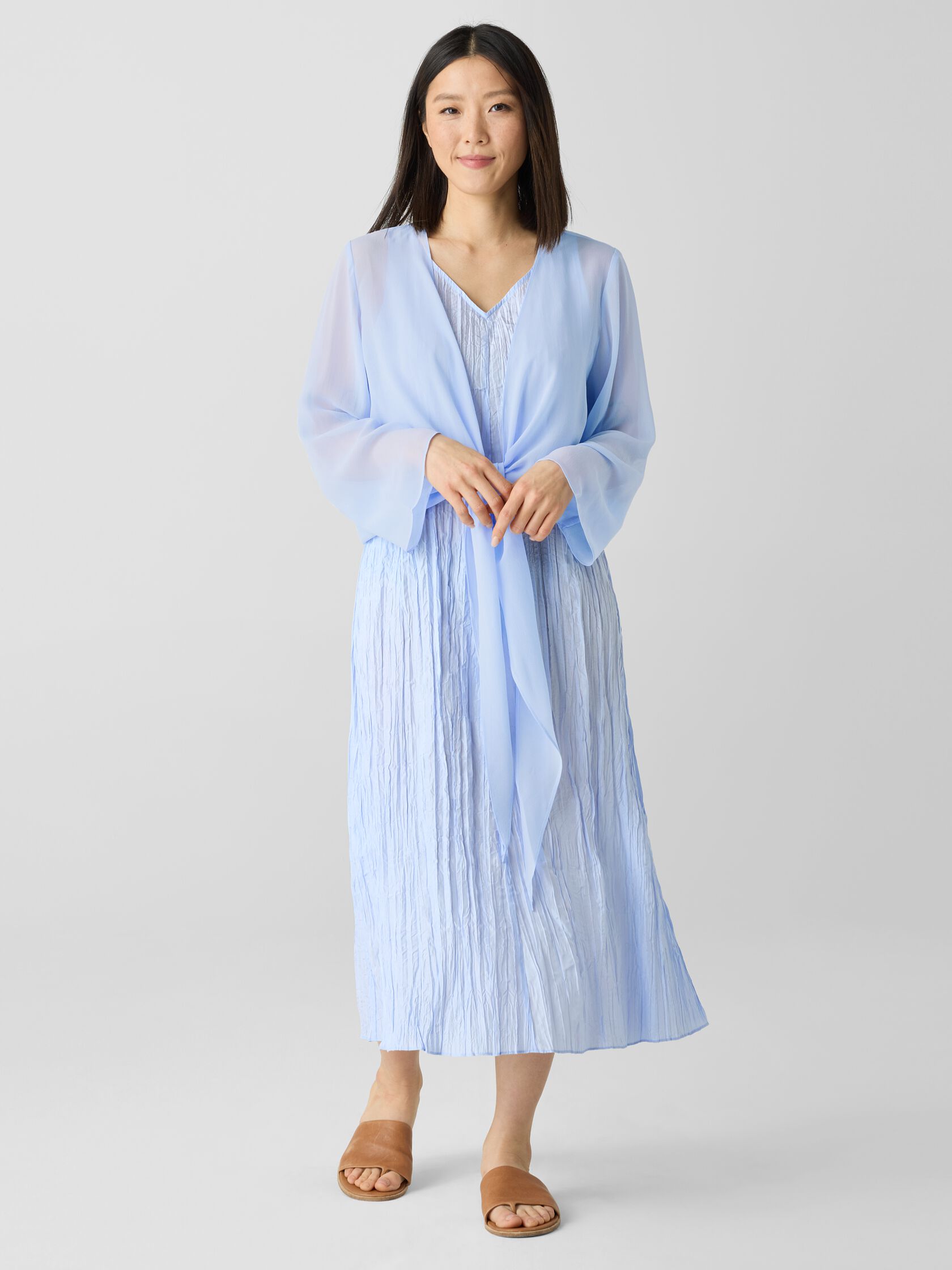 Sheer Silk Georgette Tie Jacket