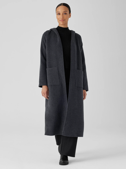 Doubleface Wool Cloud Hooded Coat | EILEEN FISHER