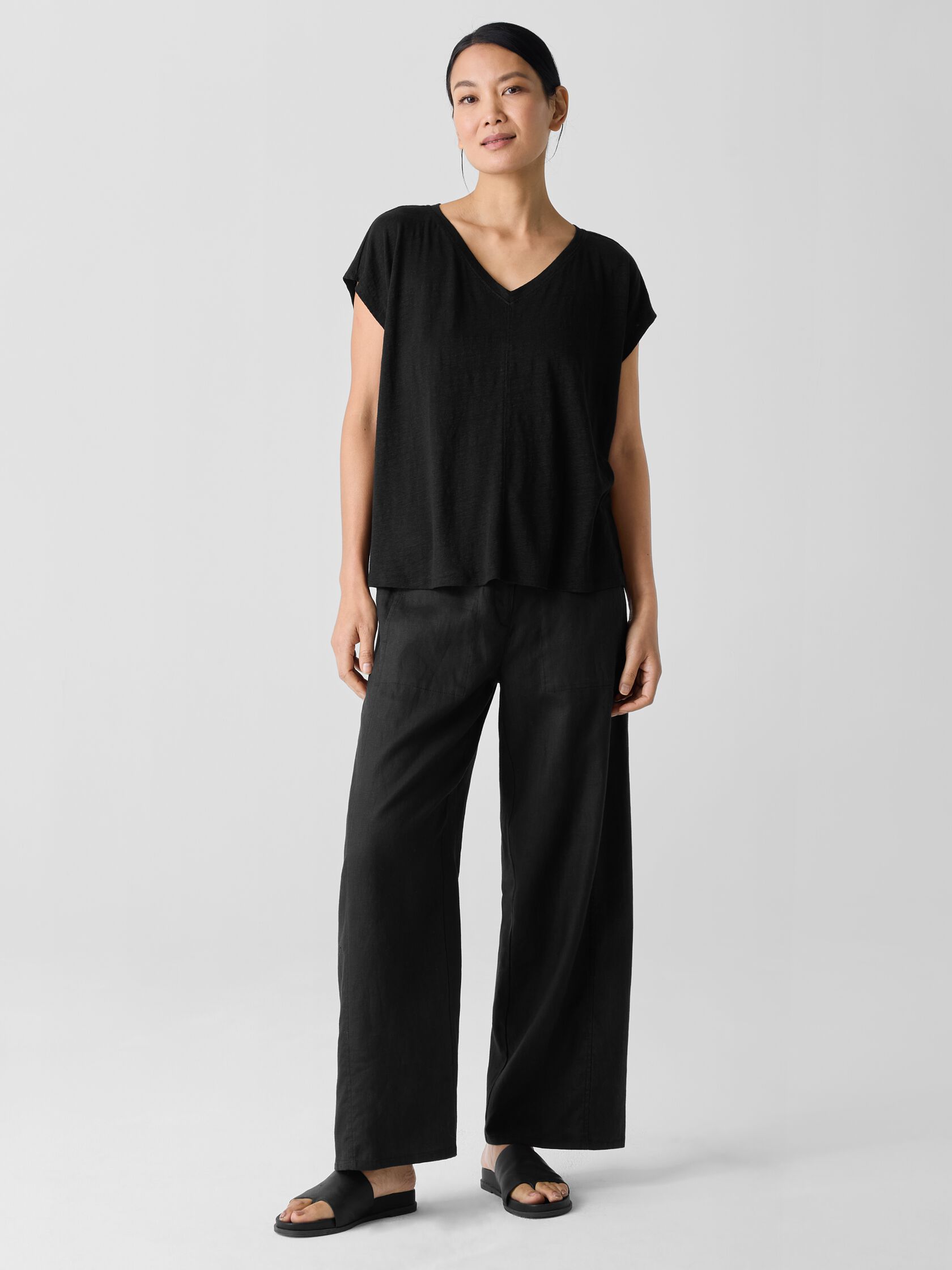 Organic Linen Jersey V-Neck Tee