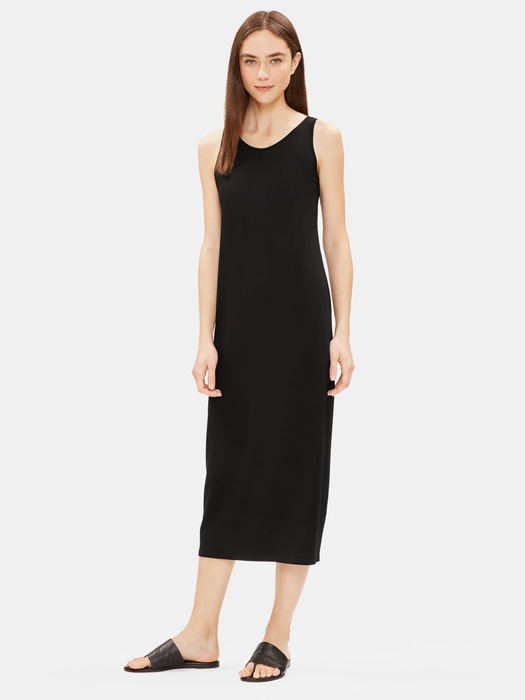 Comma Tall Jersey Black Midi Dress System Viscose Jersey Tank