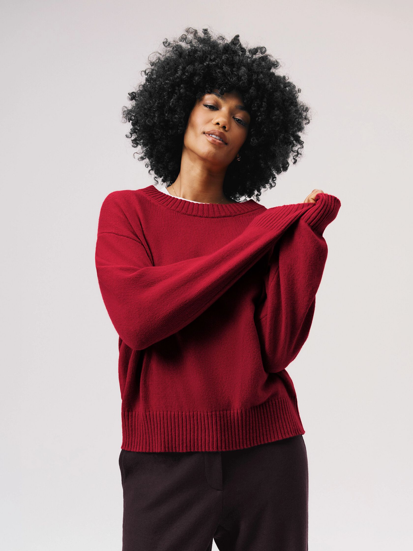Cotton & Recycled Cashmere Crew Neck Top