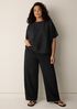 Cotton Blend Stripe Stitch Bateau Neck Top