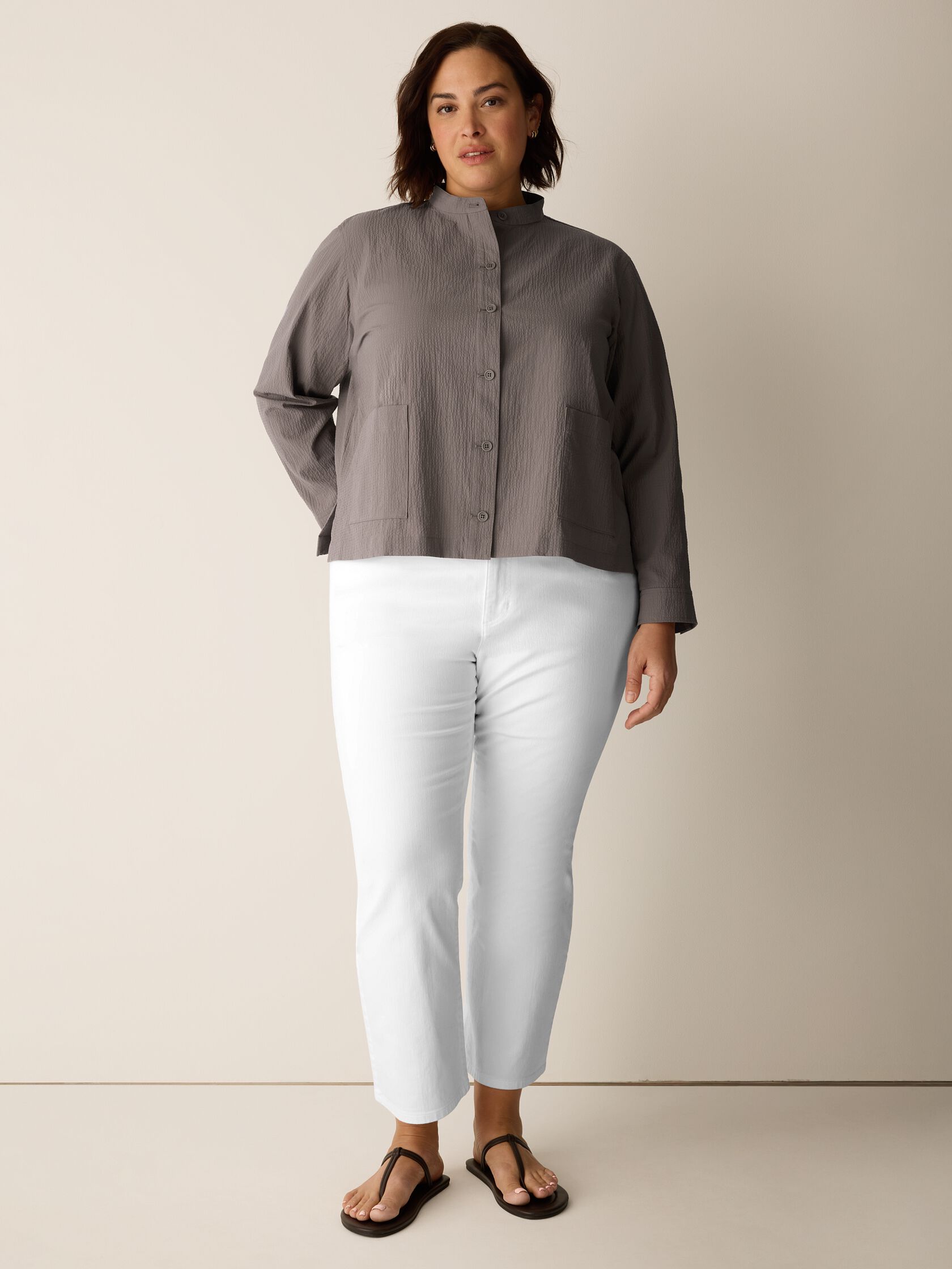 Organic Cotton Pucker Shirt Jacket