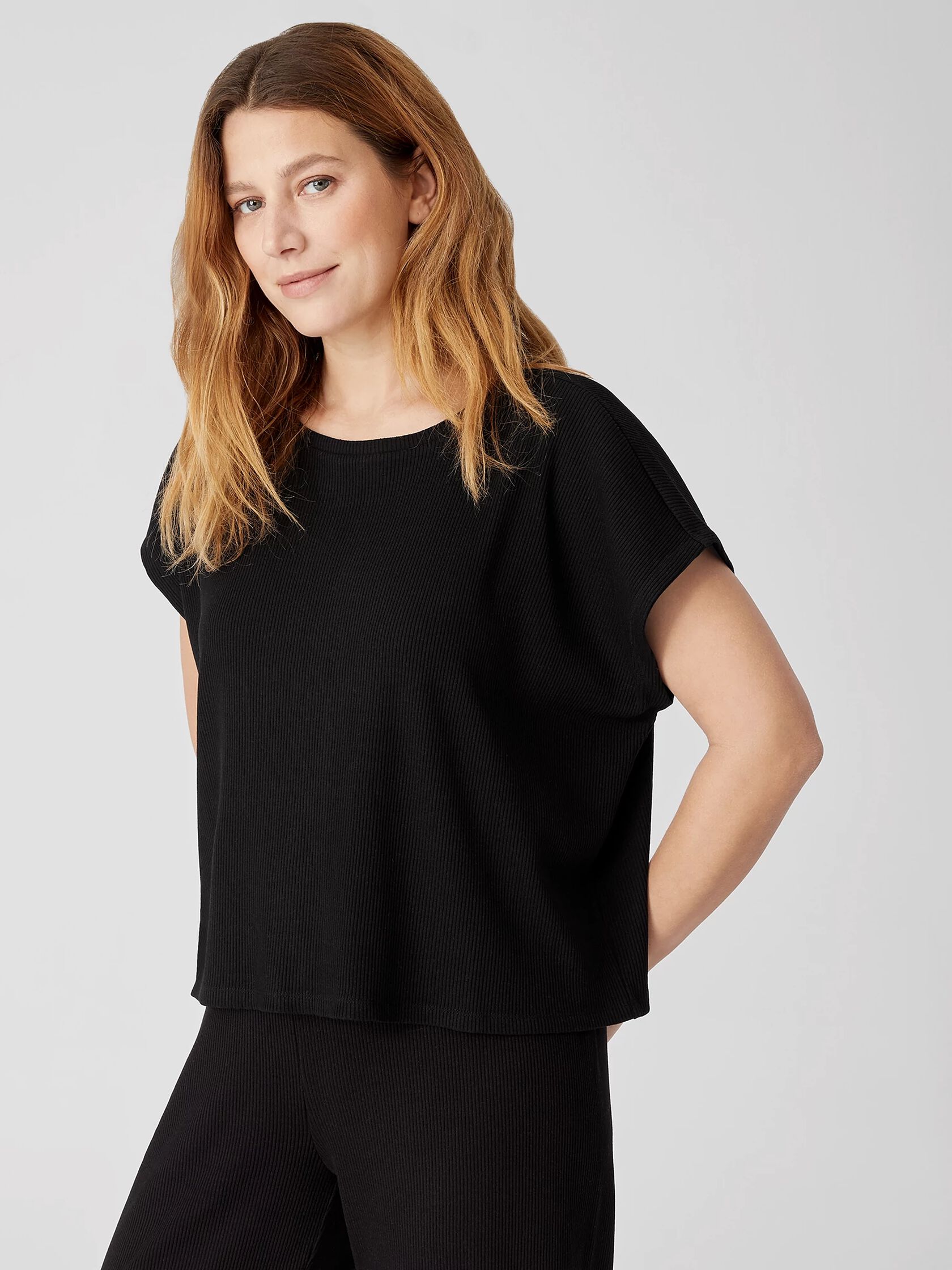 Ribbed Organic Cotton Blend Square Top