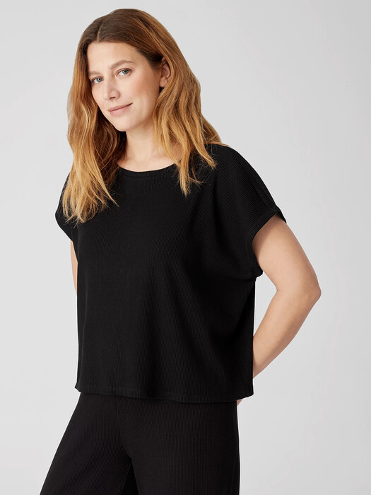 Ribbed Organic Cotton Blend Square Top