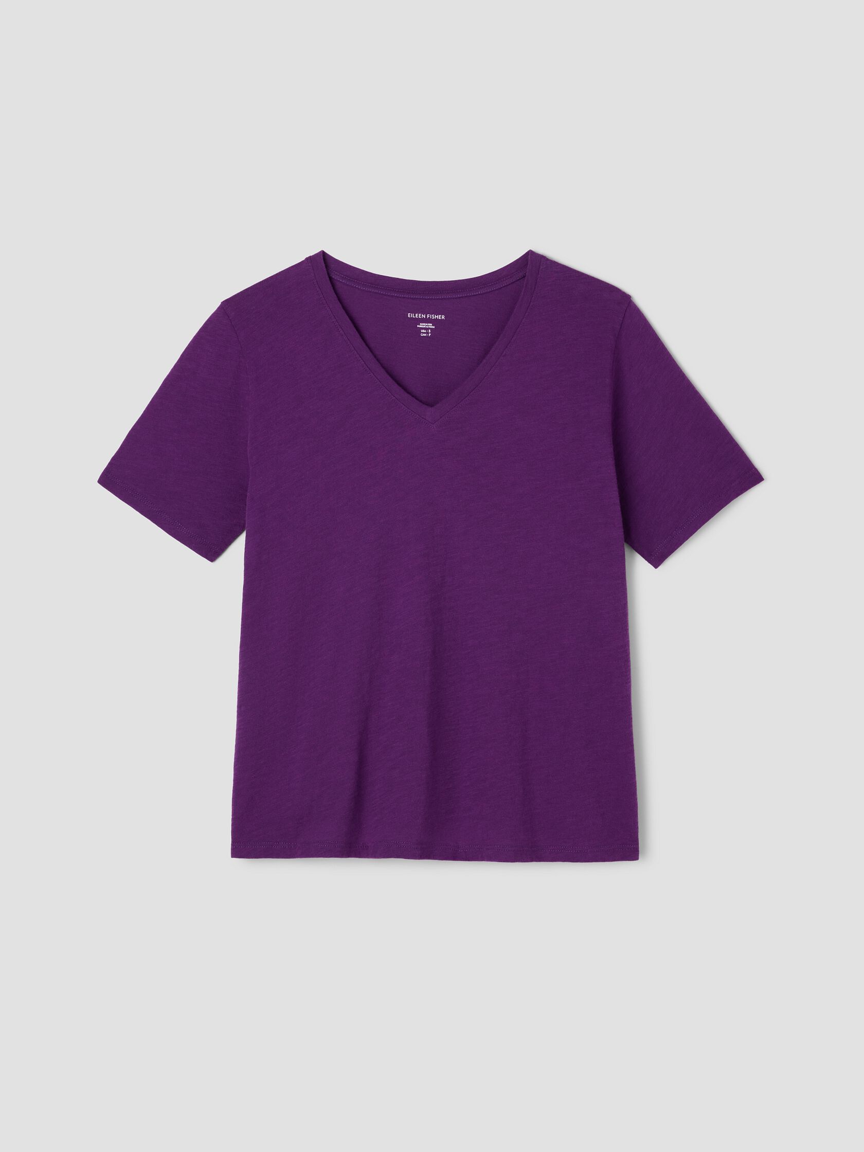Organic Cotton Slubby Jersey V-Neck Tee