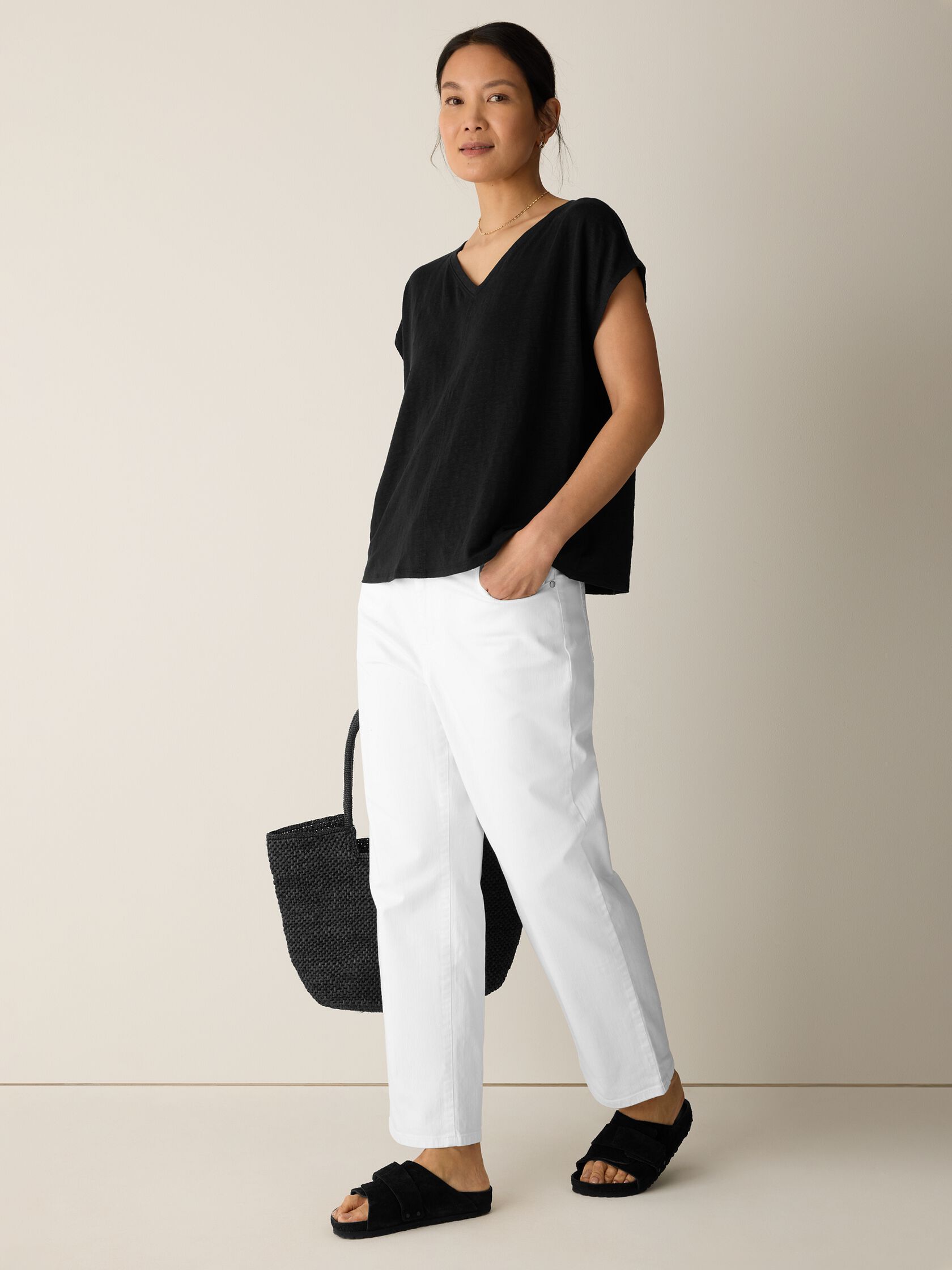 Organic Linen Jersey V-Neck Tee