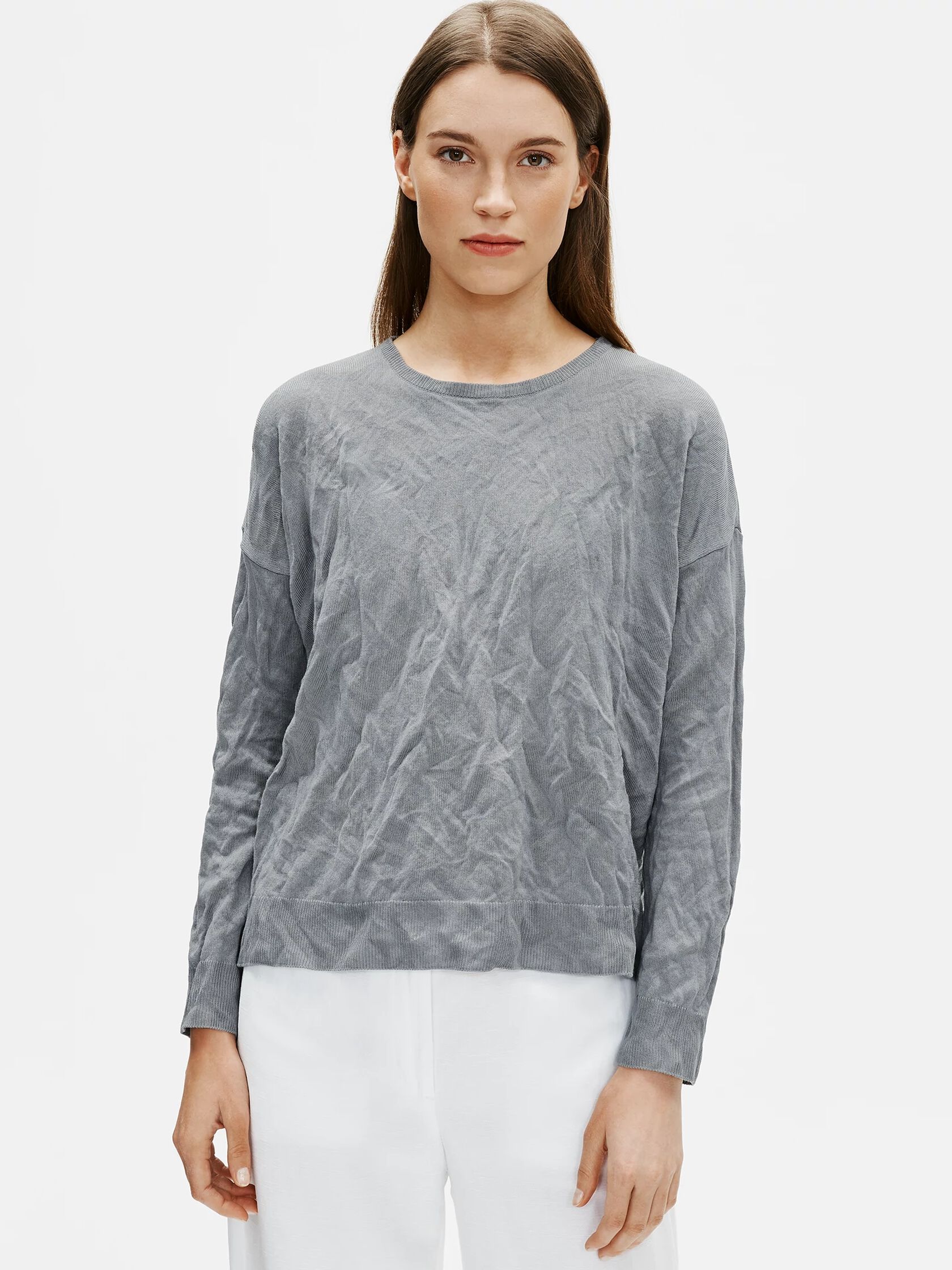 Tencel & Metal Crew Neck Box-Top
