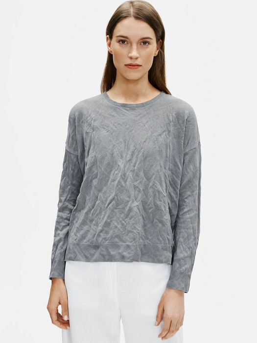 Tencel & Metal Crew Neck Box-Top