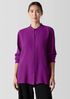 Silk Georgette Crepe Band Collar Shirt