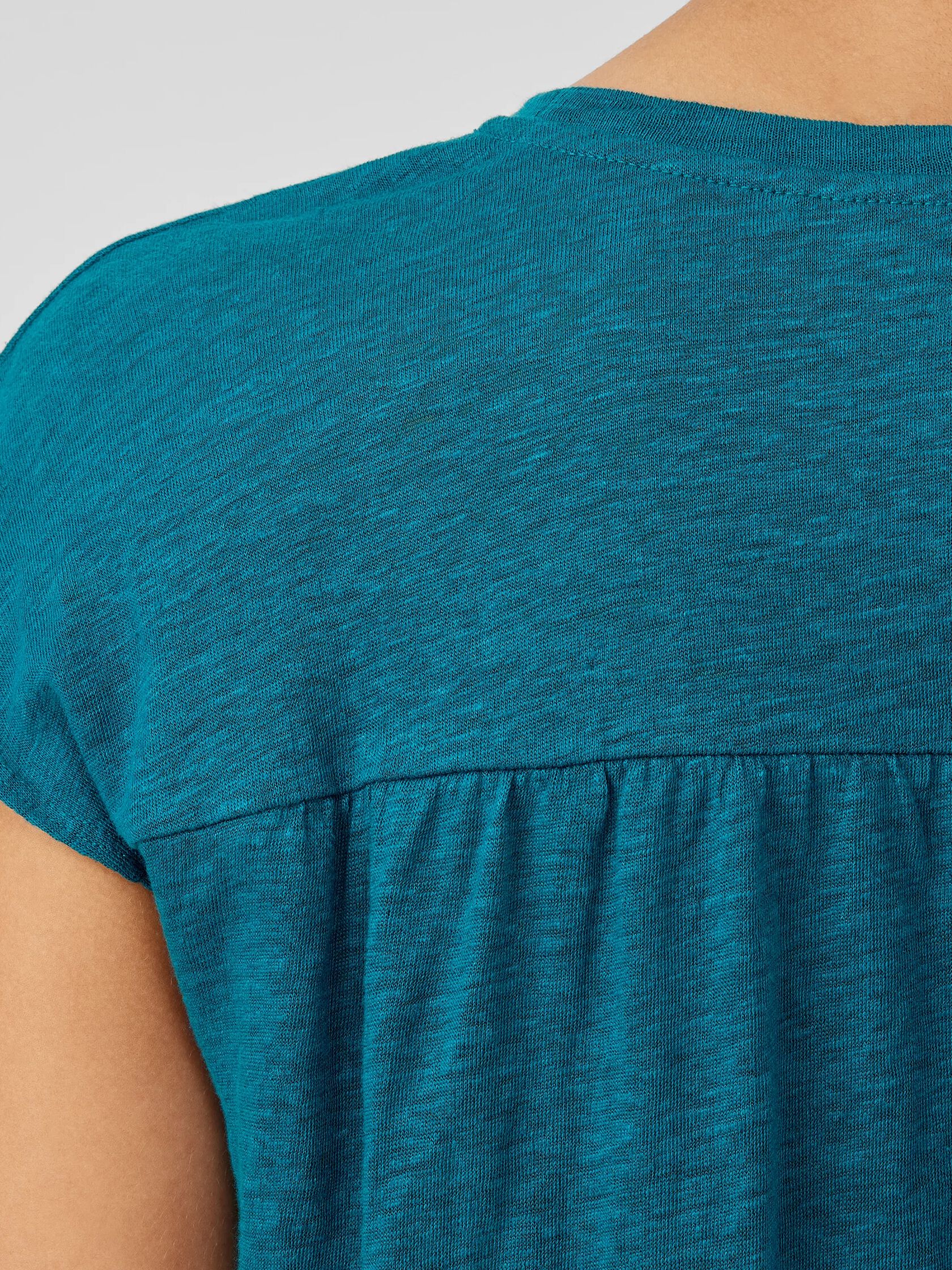 Organic Linen Jersey Shirred-Back Top