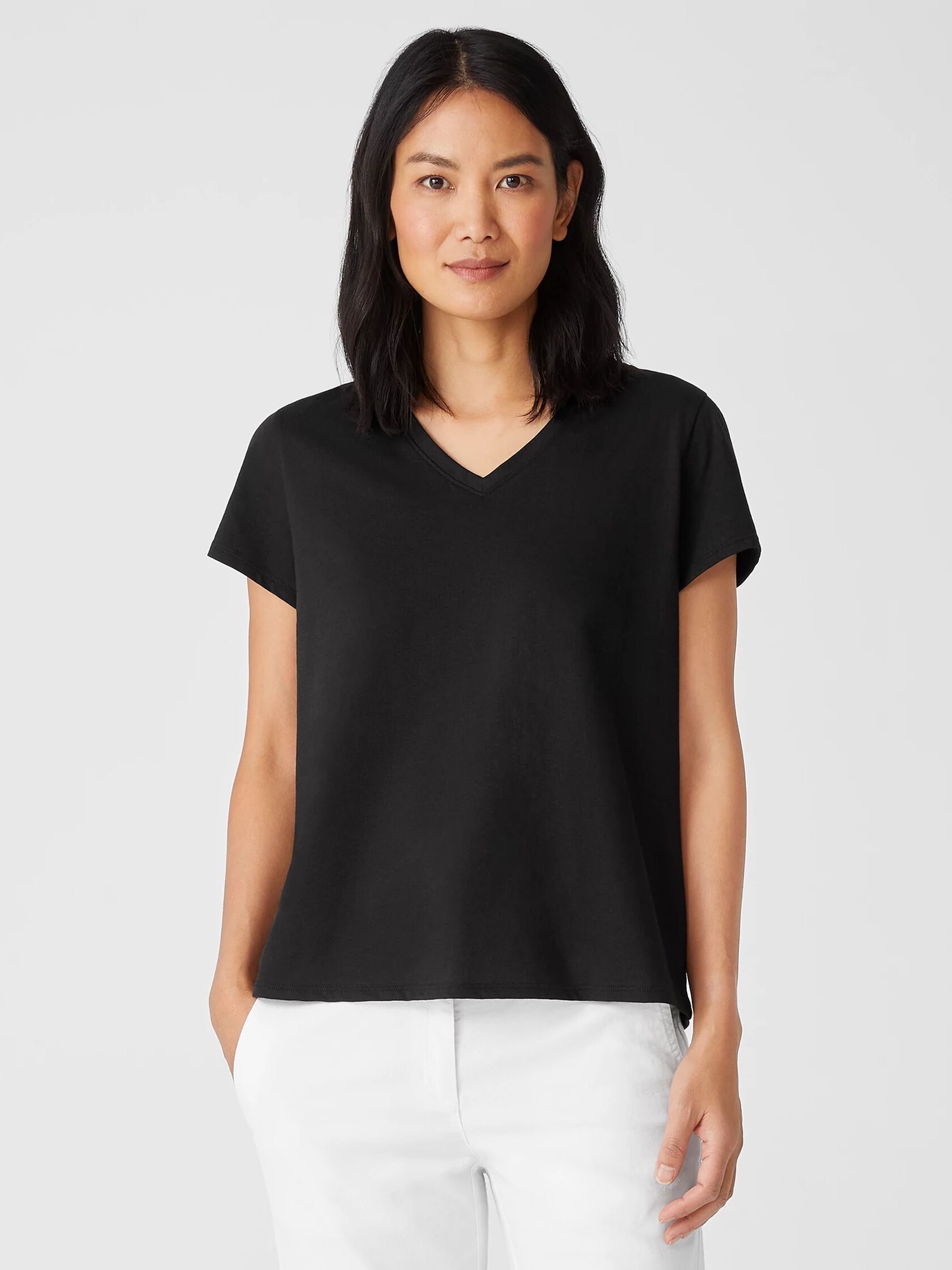Organic Pima Cotton Jersey V-Neck Tee