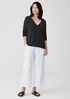 Organic Linen Cotton Slub V-Neck Top