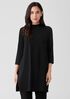 Stretch Jersey Knit Mock Neck Long Top