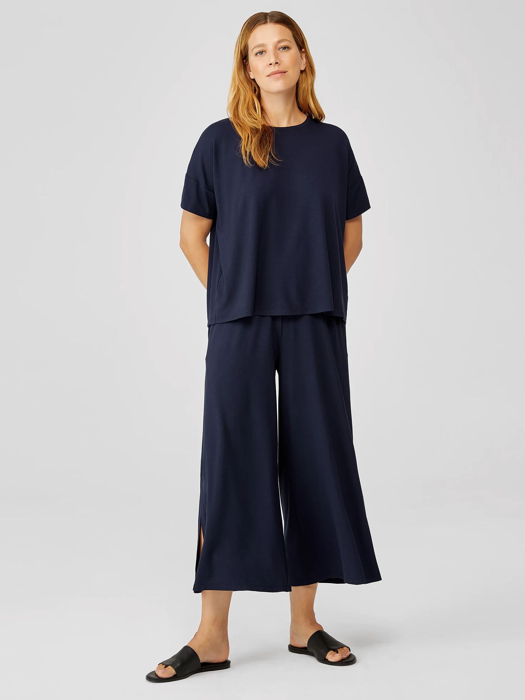 Lightweight Viscose Jersey Crew Neck Tee