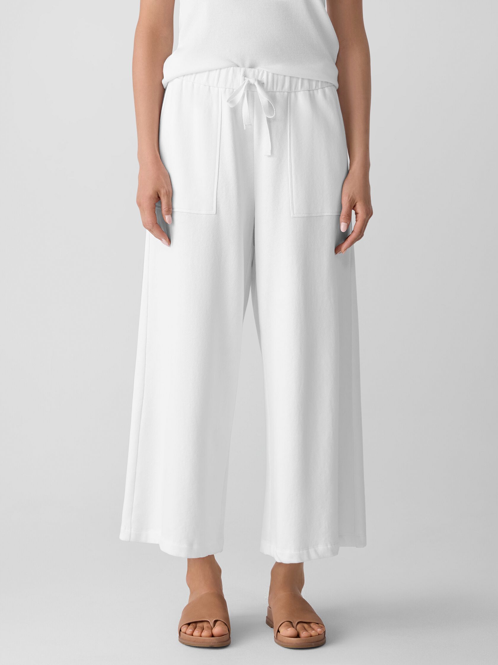 Lightweight Organic Cotton Terry Wide-Leg Pant