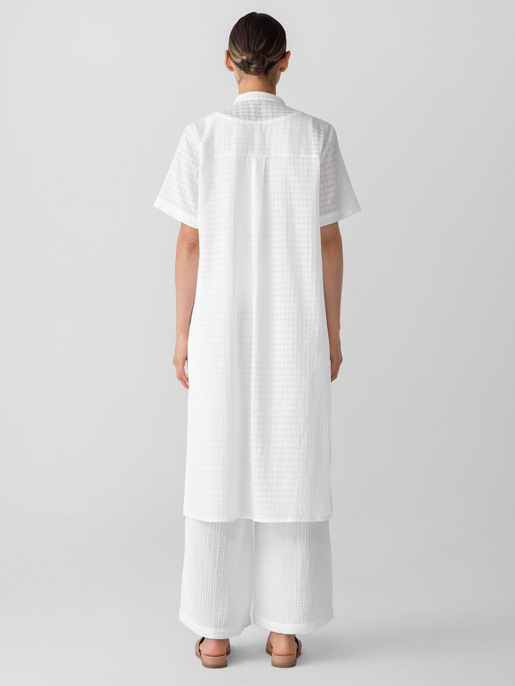 Organic Cotton Voile Box Band Collar Shirt