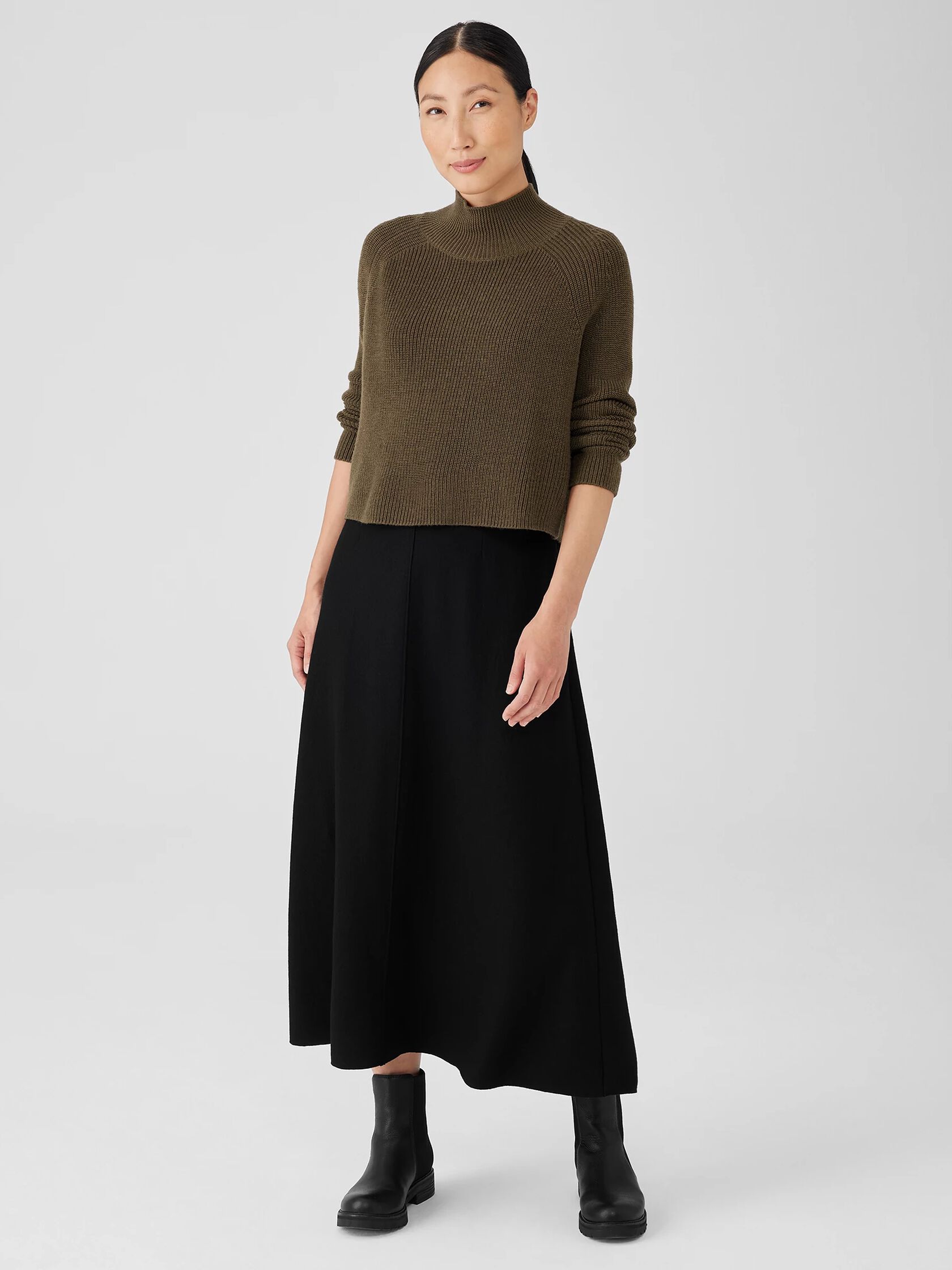 Merino Cropped Turtleneck Top in Regenerative Wool | EILEEN FISHER