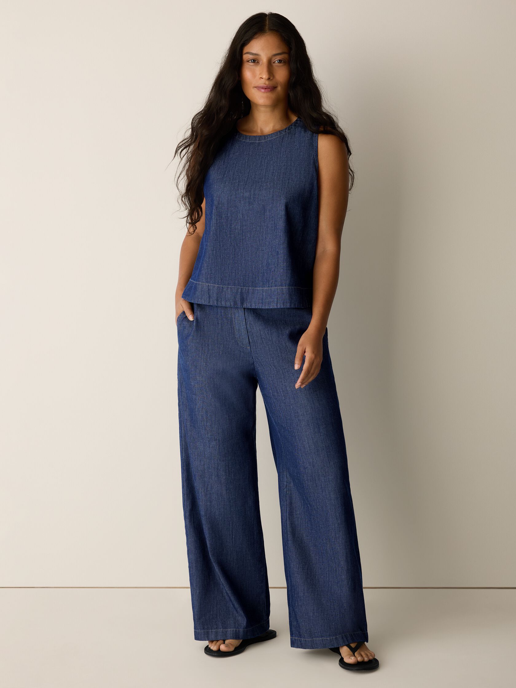 Lightweight Organic Cotton Denim Full-Length Trouser