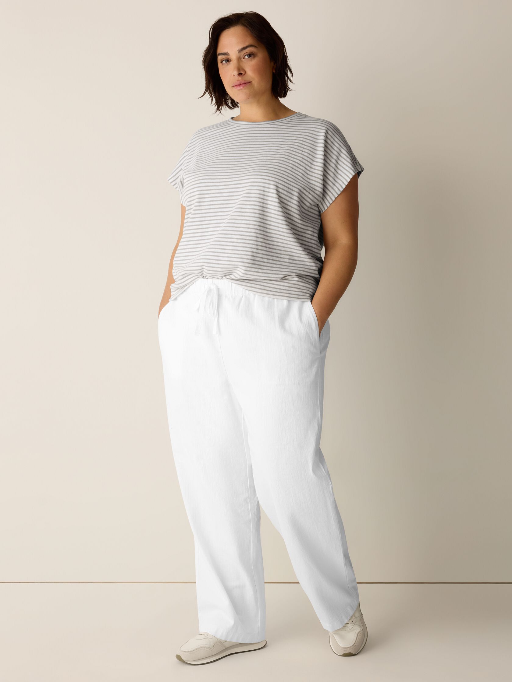Slubby Organic Cotton Linen Full-Length Straight Pant