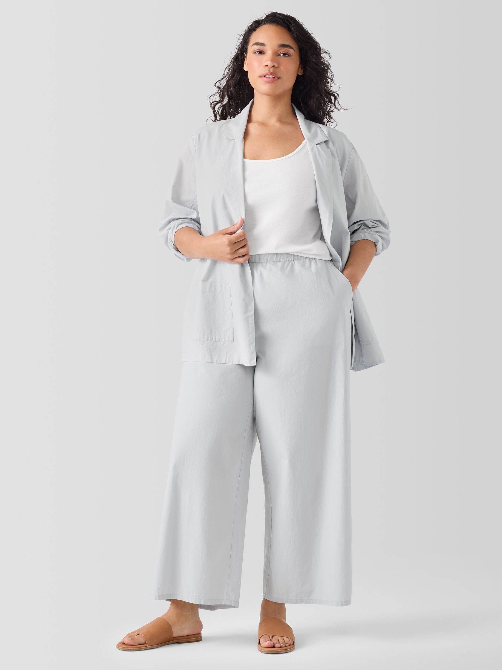 Washed Organic Cotton Poplin Wide-Leg Pant