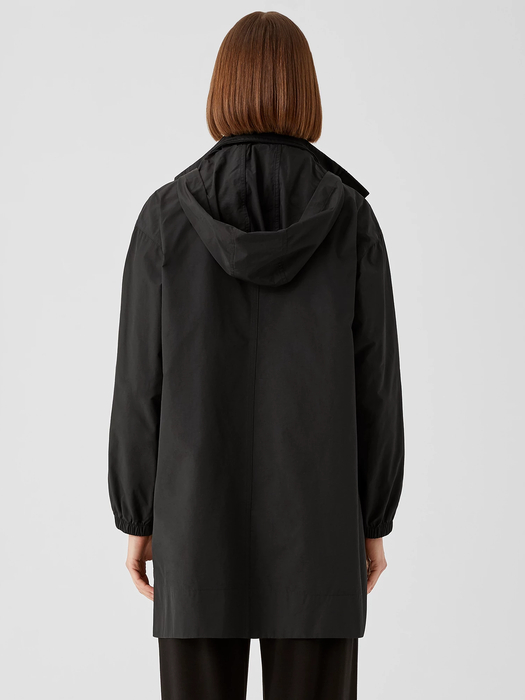 Light Cotton Nylon Stand Collar Long Coat