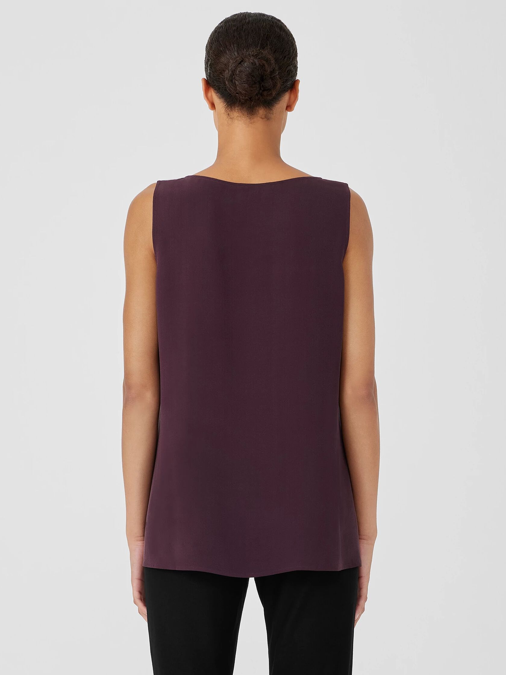 Silk Georgette Crepe Ballet Neck Tank