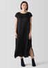 Striated Silk Satin Bateau Neck Dress