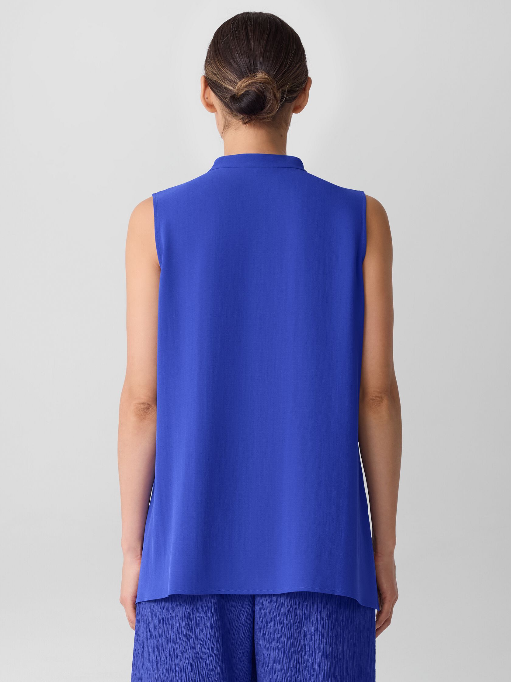 Silk Georgette Crepe Sleeveless Shirt