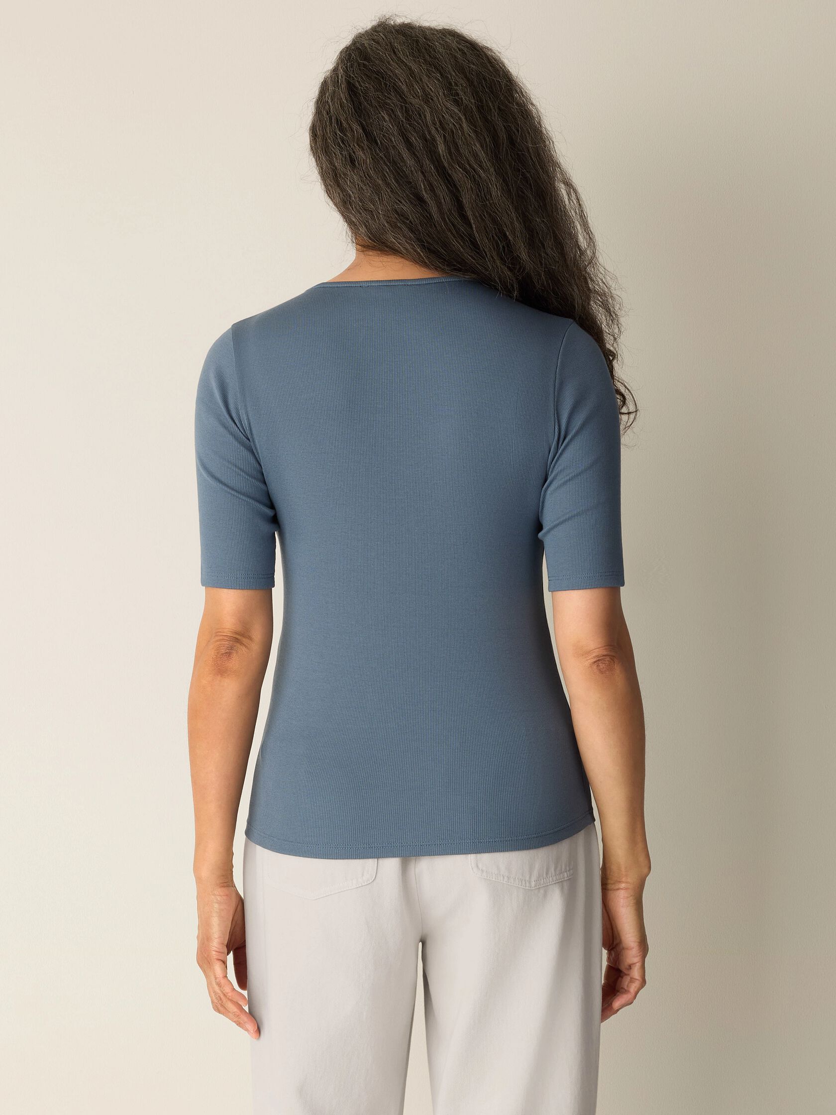 Organic Cotton Stretch Rib Crew Neck Tee