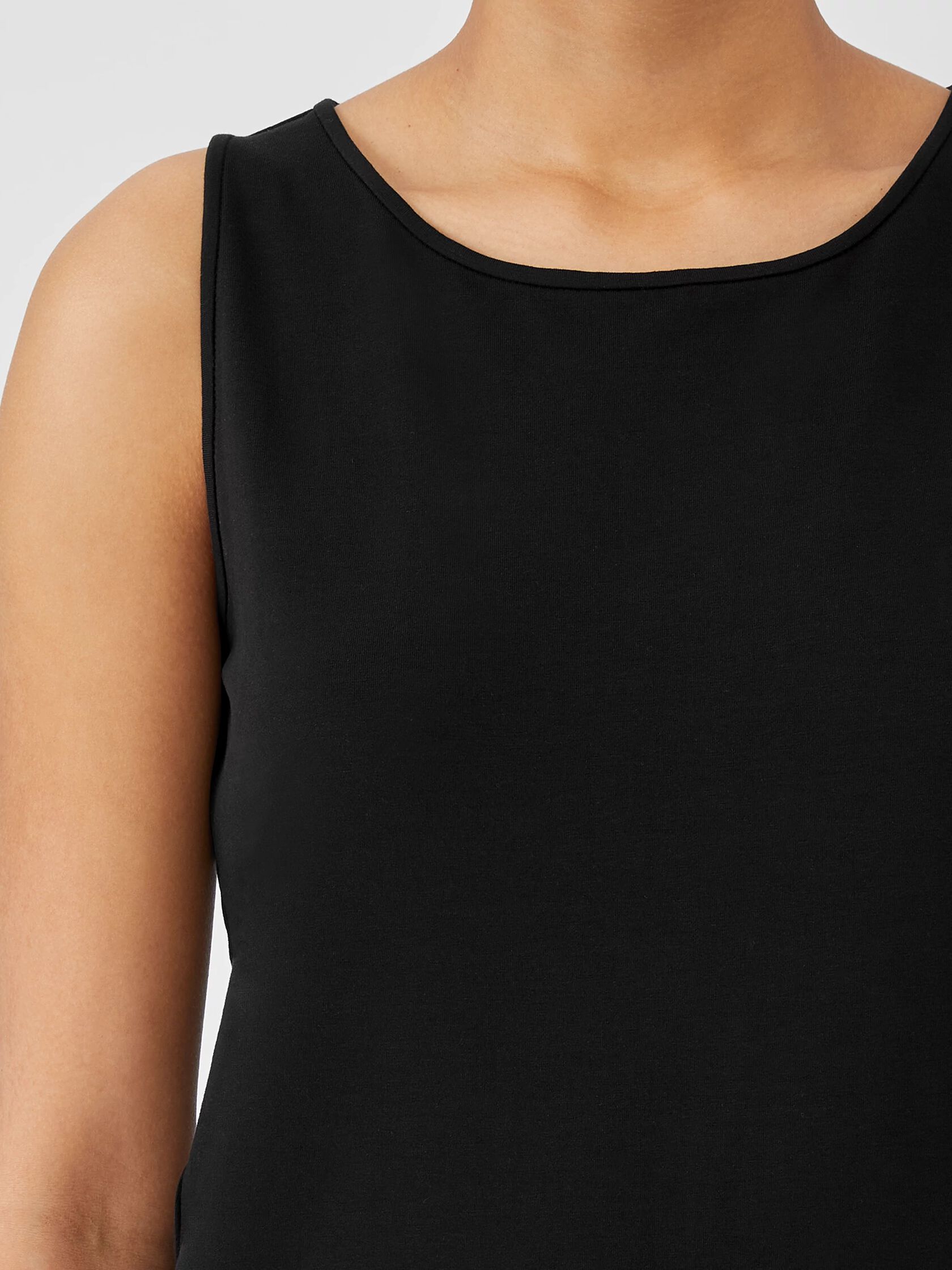 Stretch Jersey Knit Jewel Neck Tank