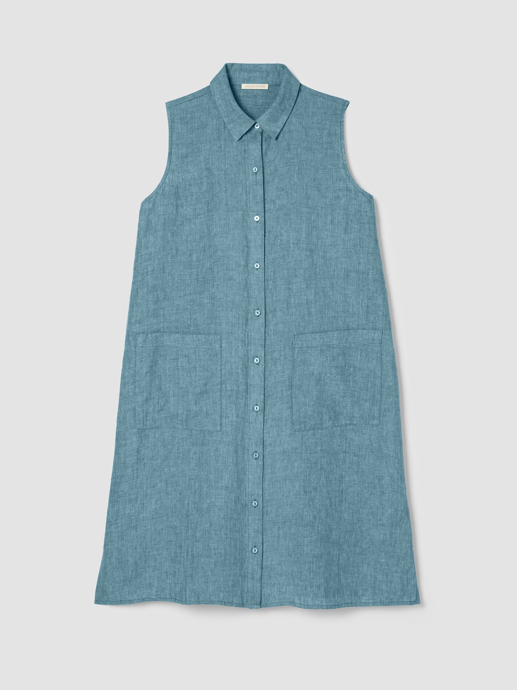 Washed Organic Linen Délavé Sleeveless Shirtdress