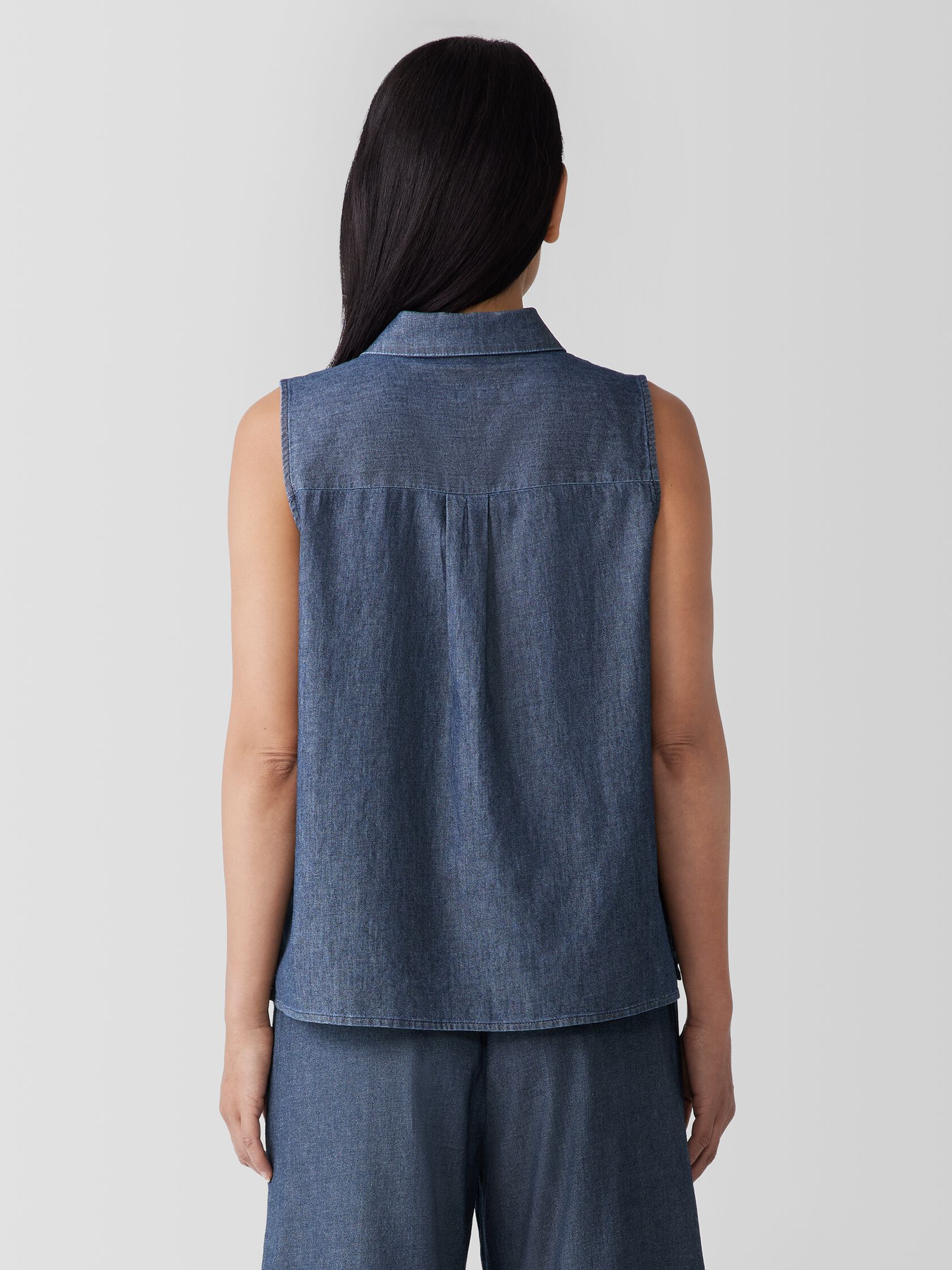 Airy Organic Cotton Twill Sleeveless Shirt