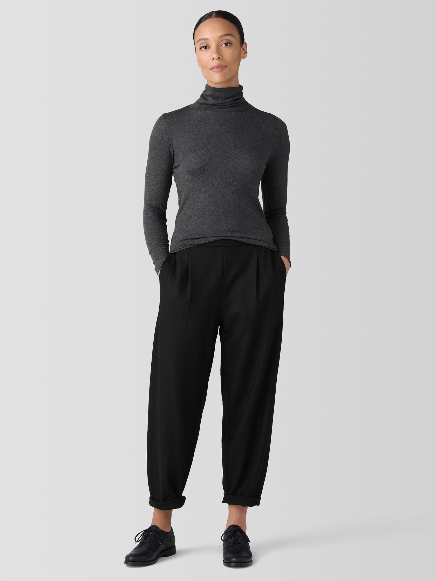 Sheer Knit Turtleneck Top