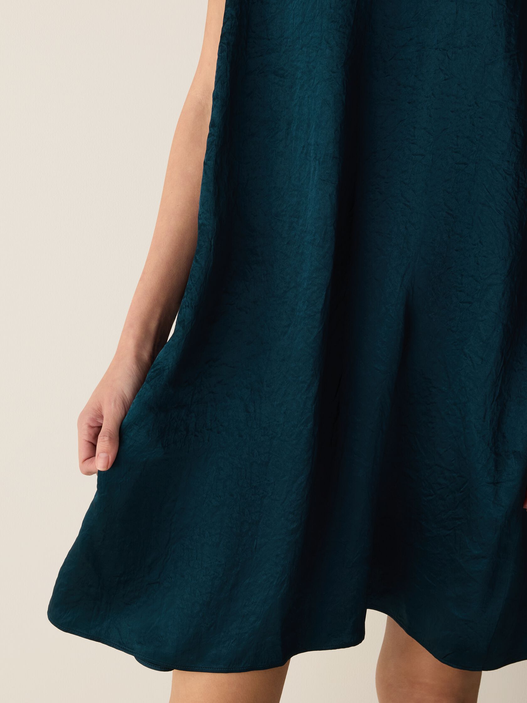 Textured Satin Round Neck Dress
