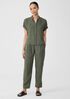 Puckered Organic Linen Short-Sleeve Shirt