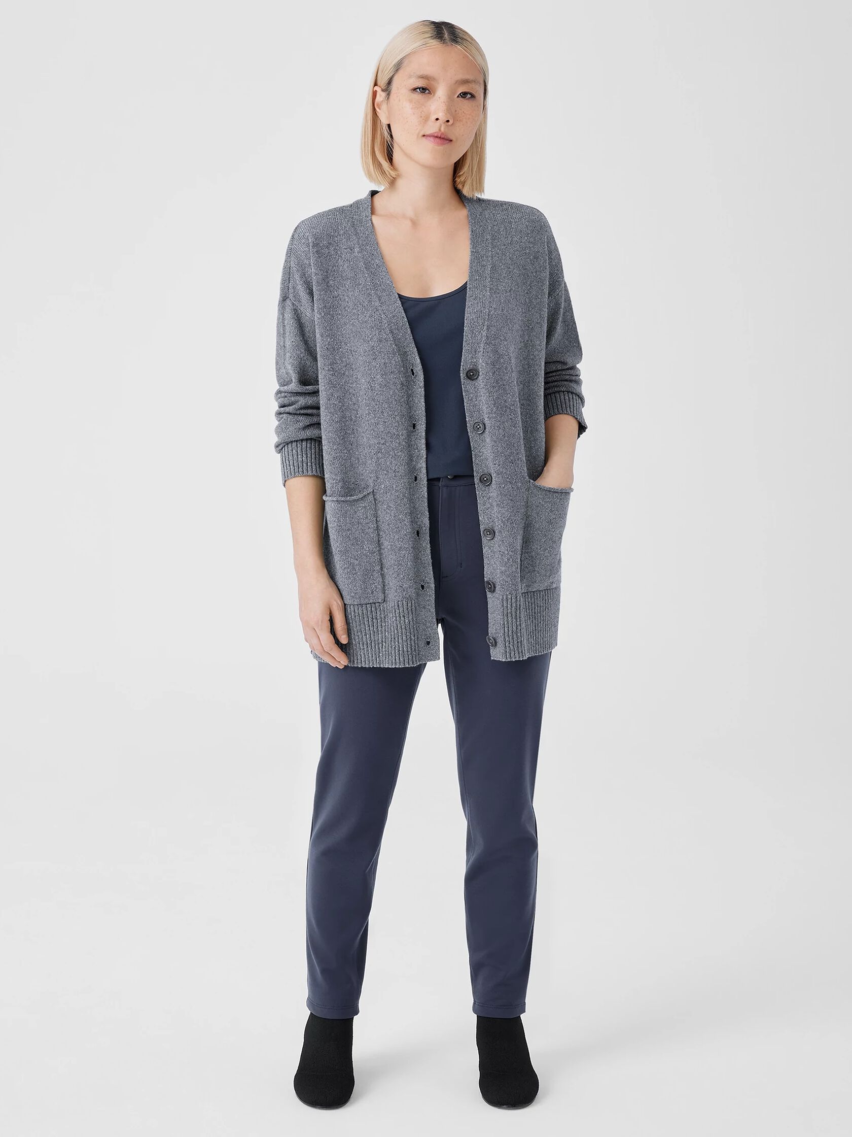 Cotton and Recycled Cashmere V-Neck Cardigan